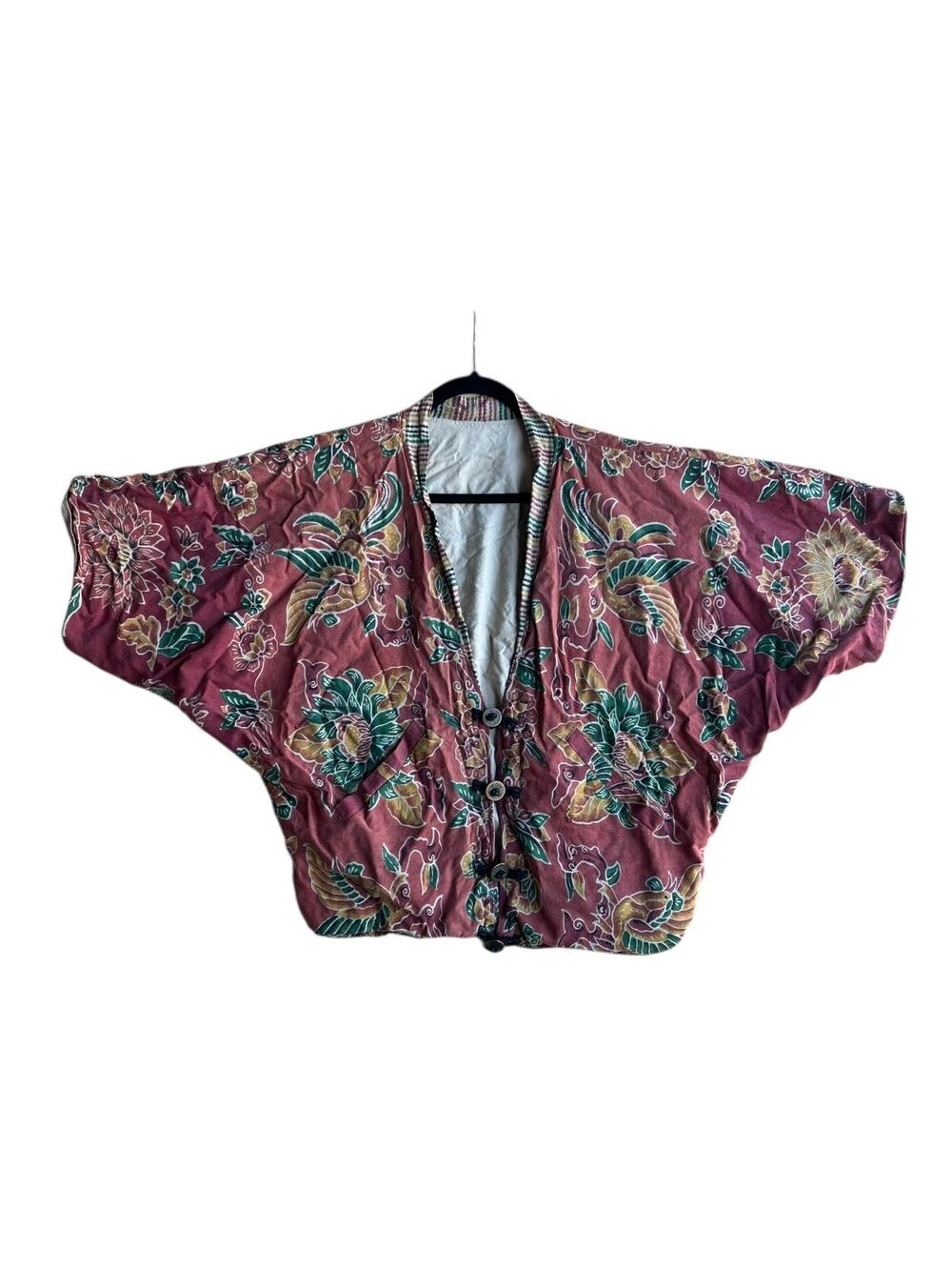 Vintage Women's Quilted Kimono Jacket Phoenix and Dragons One Size fits most